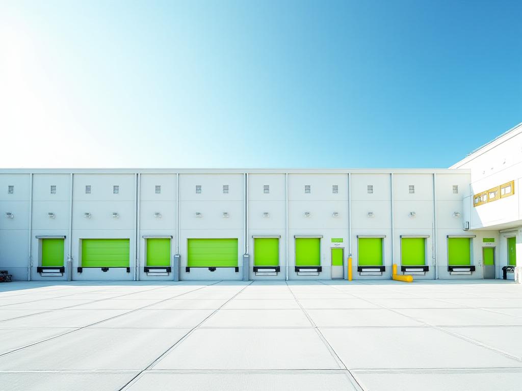 Expansive modern warehouse facility with multiple dock doors